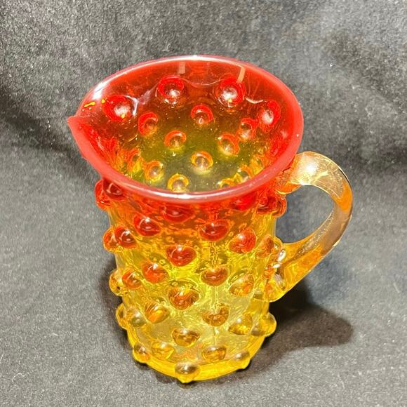 Amberina Hobnail Creamer Pitcher 4 in. - Picture 2 of 4